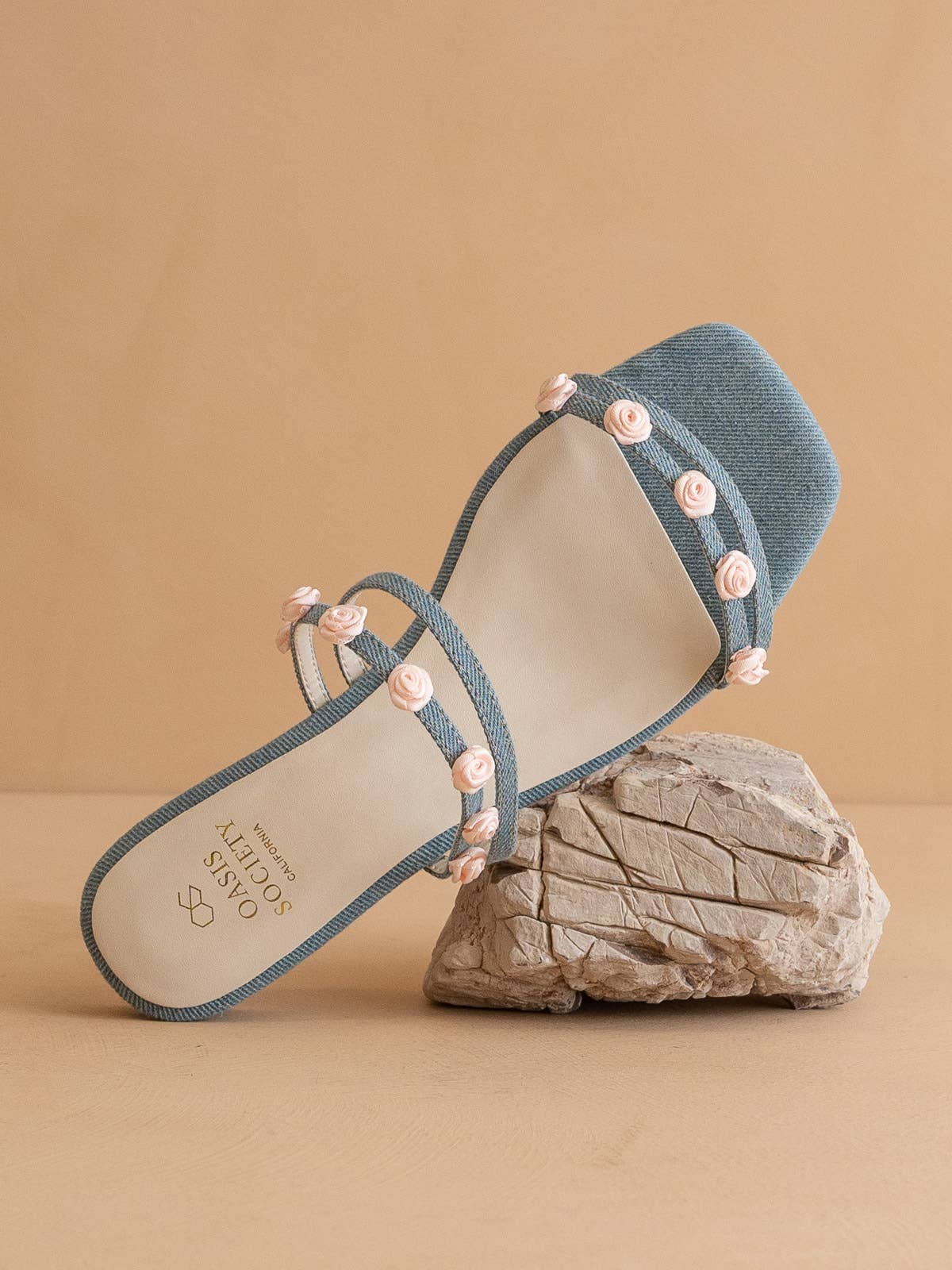 The Rosanna Denim | Rosette Detailed Flats