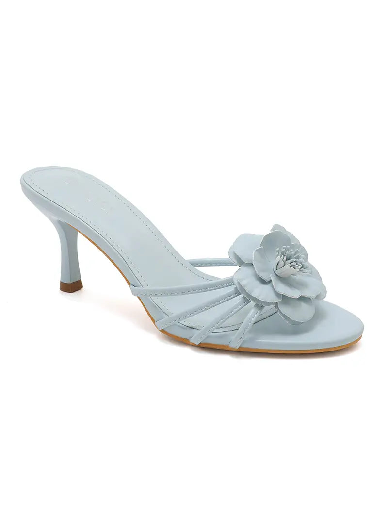 Joia Paris Floral Mule Heels – Elegant Mid Heel Sandals