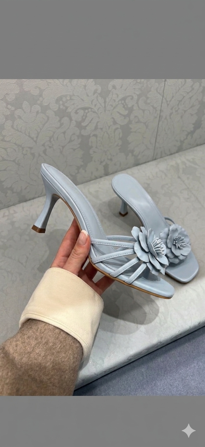 Paris Floral Mule Heels