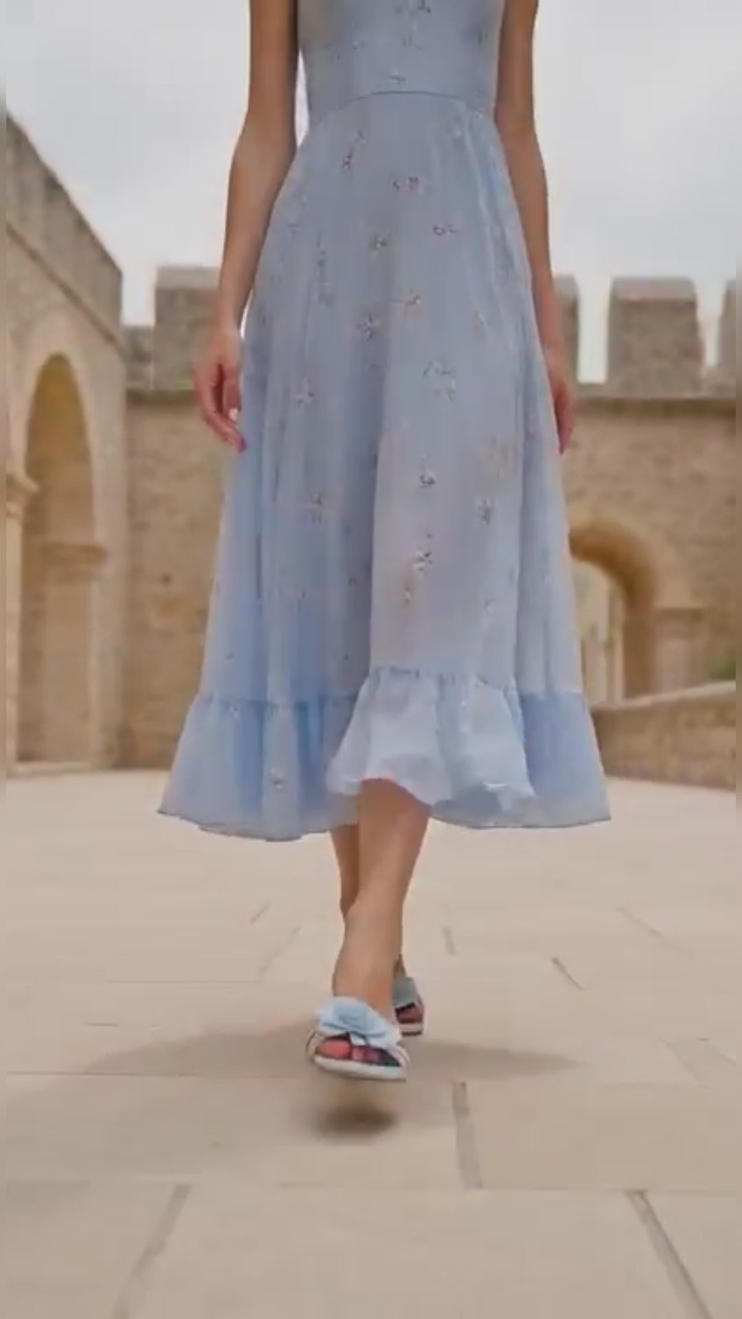 Joia Paris Floral Mule Heels – Elegant Mid Heel Sandals